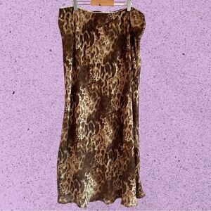 90s vintage maxi leopard print skirt chiffon